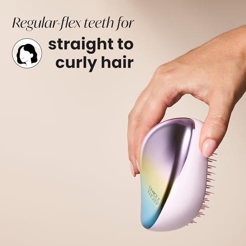 Tangle Teezer | The Compact Styler Detangling Hairbrush | Travel-Friendly with Protective Cover & Two-Tiered Teeth Design | Perfect for Wet, Dry & Flyaway Hair | Pearlescent Matte Chrome