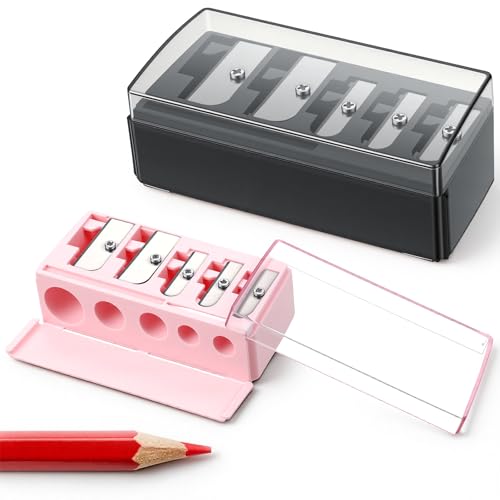 Multi-Function Eye and Lip Pencil Sharpener Set - 2 Pieces, 5 Hole Portable Makeup Tool