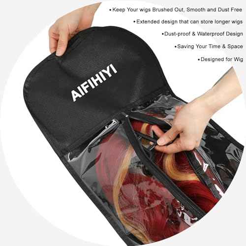 Hair Extension Holder 3Pcs Wig Storage Bags with Hanger, Wig Holder Wig Storage for Multiple Wigs, Breathable Dust-proof Extra Long Wig Bags for Hair Extensions & Accessories (Hot Pink)