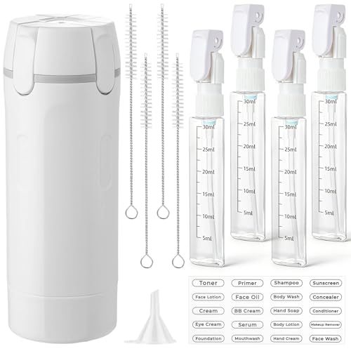 4-Pack 30ML Refillable Travel Bottles Set with Brushes & Funnel