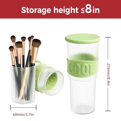Li&Zhao Makeup Brush Holder with Lid - Makeup Brush Organizer Plastic Makeup Brush Holder for Vanity Expandable Makeup Brush Cup Pencil Holder for Desk Pen Holders for Desktop Countertop Bathroom