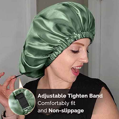 YANIBEST Silk Bonnet Satin Bonnet for Sleeping Women Men, Adjustable Double Layer Hair Bonnet for Curly Braids Reduce Frizz