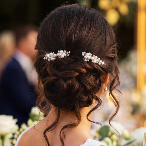 Pearl Rhinestone Bridal Hair Comb Set - Gold Wedding Hair Accessories