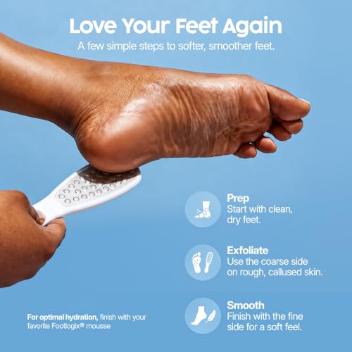 Footlogix Double-Sided Stainless Steel Foot File - Pedicure Callus Remover