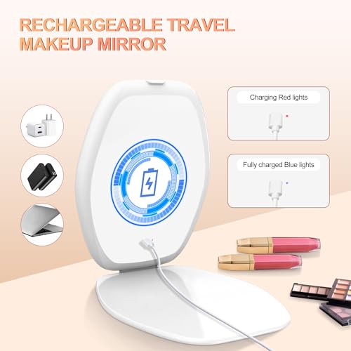 COSYGLOW Portable Makeup Mirror with Light, Hexagon LED Vanity