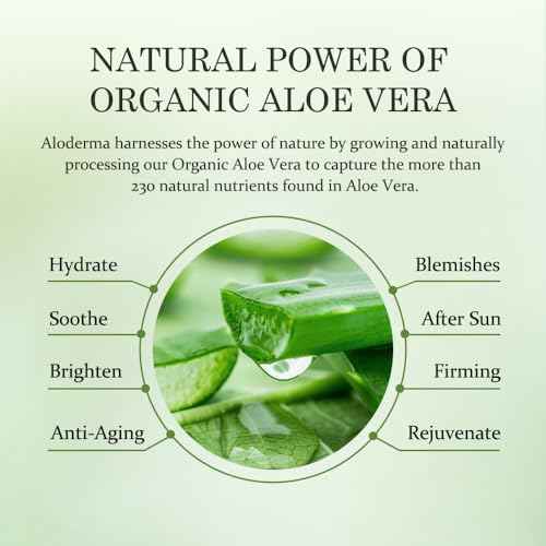 Aloderma Aloe Vera Gel + Tea Tree Oil, Made with Refreshing Organic Aloe for After Sun Skin Care, Multipurpose Use for Hair and Scalp, and Face or as a Shaving Gel or Aftershave - 10.6Oz x 3btls