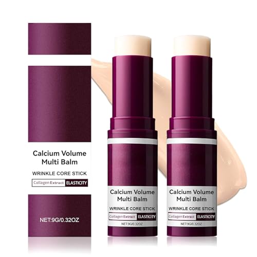 2PCS Calcium Multi Balm Stick, Calcium Volume Multi Balm, All-in-One Collagen Moisturizing Stick, Lightweight Hydration, Travel-Friendly Skincare for Face, Eyes, Lips & Neck