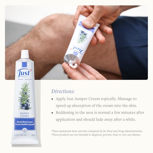 Juniper Massage Cream, 96g. Soothes Muscle & Joint Pain. Pre-Workout & Post-Work Out Body Cream. Herbal Body Cream for Elderly People by Swiss Just.