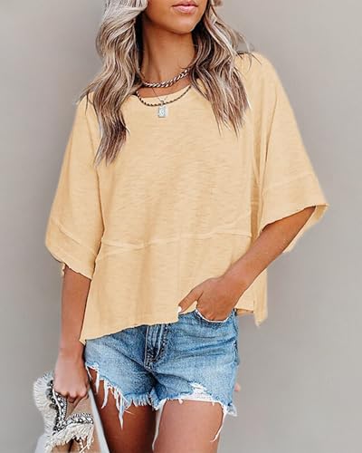 Sovelen Women's Summer Casual Crewneck Batwing T-Shirt