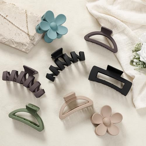 Sunolga 8-Piece Claw Hair Clips for Thick Hair, Multi-Color