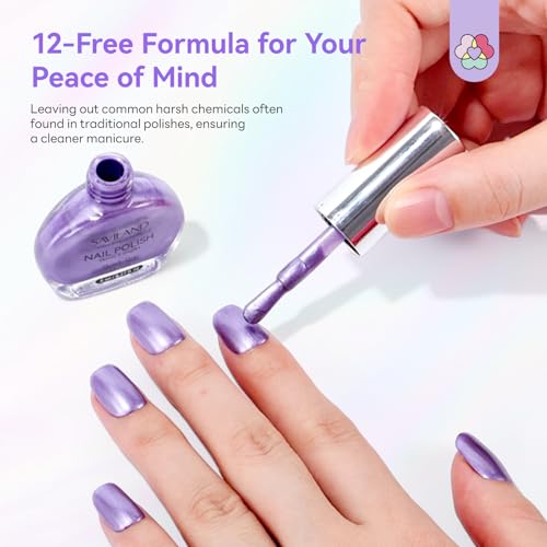 SAVILAND Shine Metallic Quick Dry Nail Polish Set - 12 Vibrant 8ml Colors for Nails