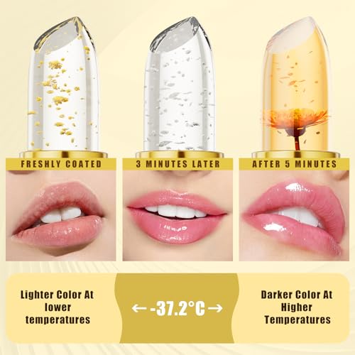 Color Changing Jelly Lipstick with 24K Gold - Temperature & pH Activated
