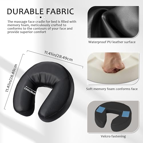 Massage Headrest for Bed, Portable Massage Face Cradle for Bed, Massage Table Kit with Adjustable Height 5.5'' to 17'' for Home, Salon