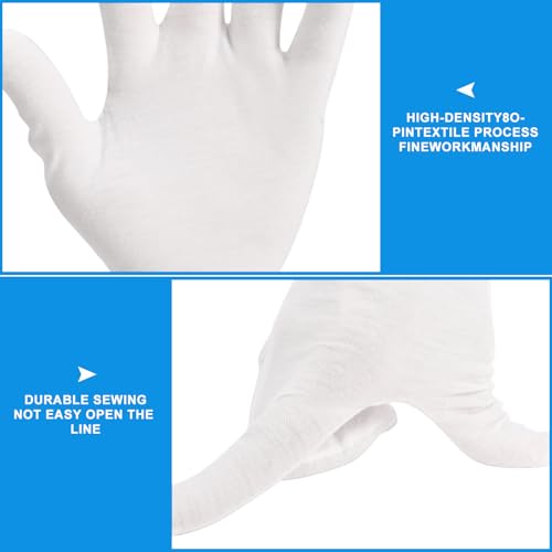 Premium Cotton Gloves for Moisturizing & Overnight Skin Care - White, Unisex