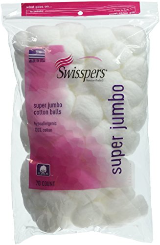 Swisspers Super Jumbo Cotton Balls, Hypoallergenic, 70 Count (Pack of 2)