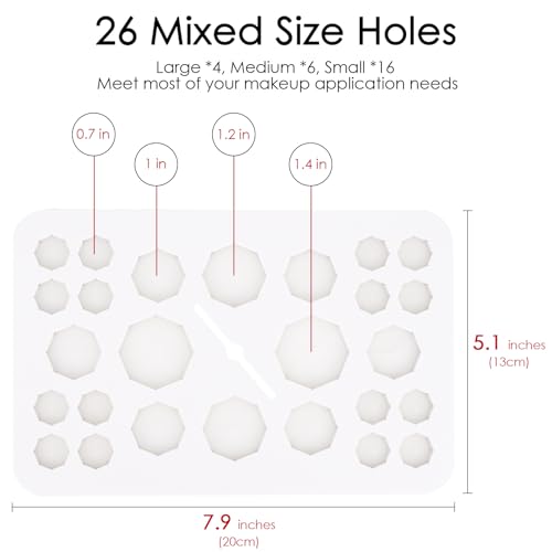 Makeup Brushes Drying Rack with Silicone Mat, Adjustable Makeup Brush Holder, Makeup Brush Display Dryer Stand, 26 Holes Acrylic Brush Organizer Stand (White)