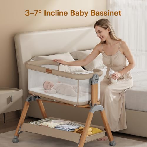 3-in-1 Baby Bassinet Bedside Sleeper with Gentle Rocking & Mesh