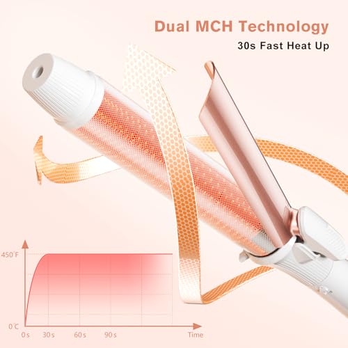 K&K 1 1/4 Inch Curling Iron - Professional Ceramic Coating