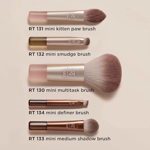 Real Techniques Mini Makeup Brush Set, 6-Piece with Mirror