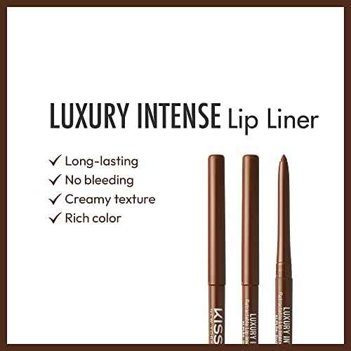 KISS NEW YORK Professional Lip Liner, Long-Lasting Luxury Intense Lipliner, Creamy Retractable Easy to Use Richly Pigmented Lip Liner Pencil 3 PCS (Dark Brown)