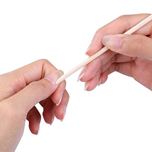 BTYMS 300-Pack Orange Wood Cuticle Sticks - 4.5 Inch Double-Ended Nail Pushers