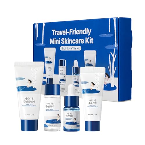ROUND LAB Birch Juice Moisturizing Mini Skin Care Set - 4-Step Routine for Acne-Prone Skin
