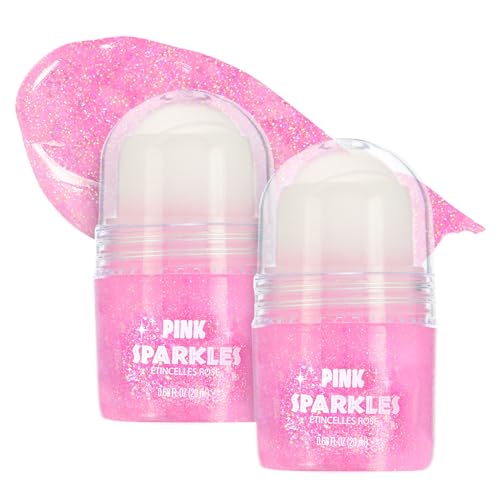 Pink Sparkly Rollerball Glitter Sticks - Strawberry Scented (2 Pack)