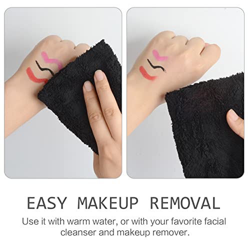 SINLAND Microfiber Face Cloths Reusable Makeup Remover Washcloths Super Soft and Absorbent Fingertip Face Towels for Sensitive Skin Women 12 x 12 Inch 6 Pack Black