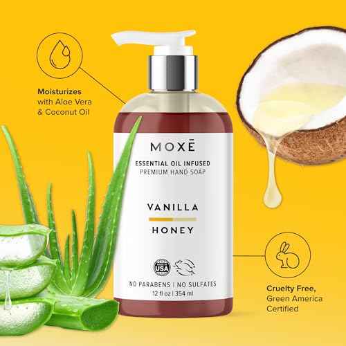 MOX? Natural Hand Wash Aromatic Scented 3-Pack ? Jasmine Orange, Vanilla Honey & Juniper Pear ? Plant-Based, Organic Oils, Essential Oils ? Gentle, Biodegradable, Vegan, Sulfate-Free, 3 x 12 oz