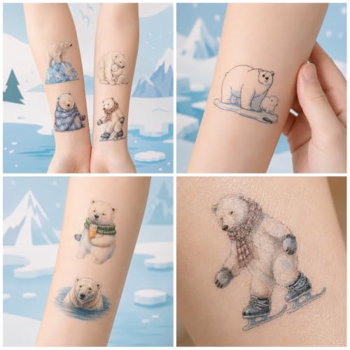96 Polar Bear Temporary Tattoos – Party Favors & Decorations