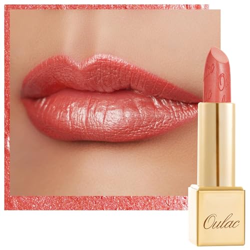 Oulac Coral Pink Metallic Lipstick - 3D Shine & Hydrating