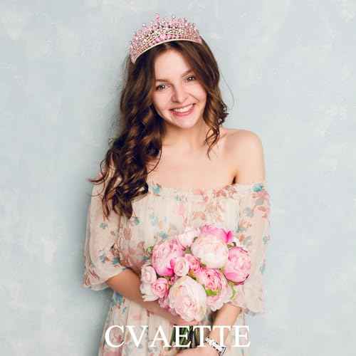 CAVETEE Birthday Crowns for Girls, Pink Tiaras and Crowns for Women and Girls Princess Crown and Tiara for Birthday Queen Parties Pageant Prom