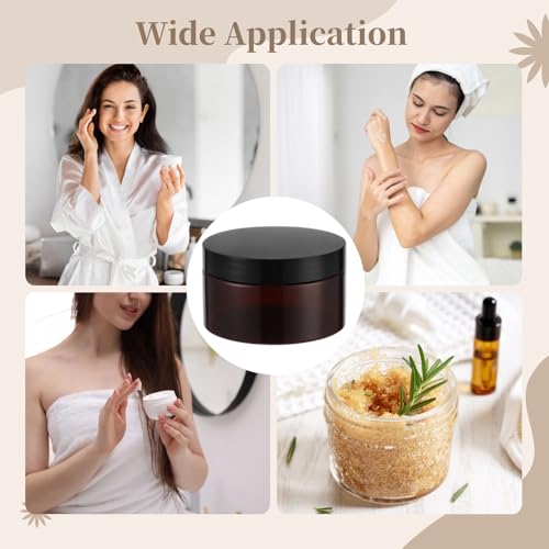 30 PCS 8 oz Plastic Lotion Containers with Lids, Refillable Amber Cosmetic Jar with Leakproof Gasket & Inner Pull Tab, Empty Round Sample Container for Cream Lotion Body Butter Makeup Travel Storage