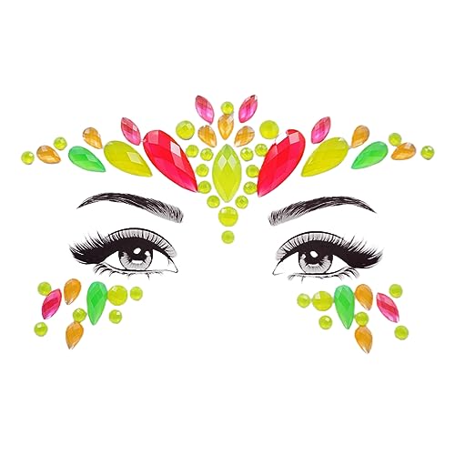 Topz Neon Face Gems Sticker – Rainbow Crystal Eye Jewels