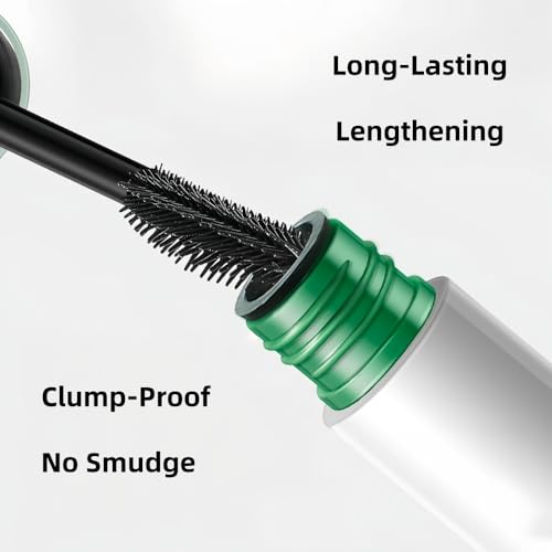 Black Waterproof Mascara with Dual-Sided Brush, No Clump