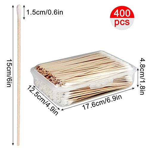 6 Inch Cotton Swabs with Pointed & Round Tips - 400 Pack