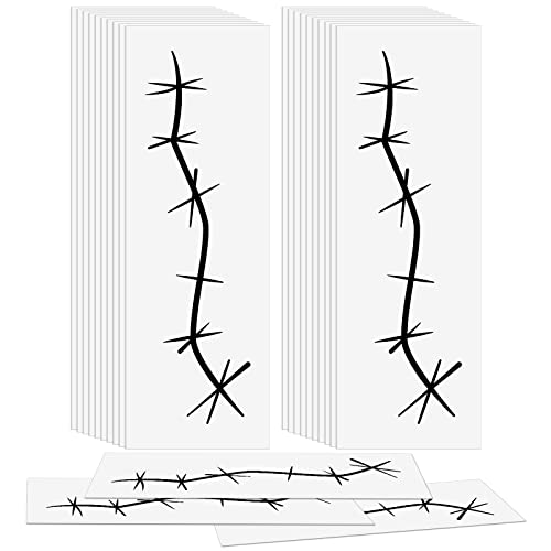 Nosiny 48 Sheets Halloween Stitches Tattoo Stickers Fake Scars Temporary Tattoos Horror Cosplay Accessories for Adult Kids Girls Gifts Halloween Party Decor