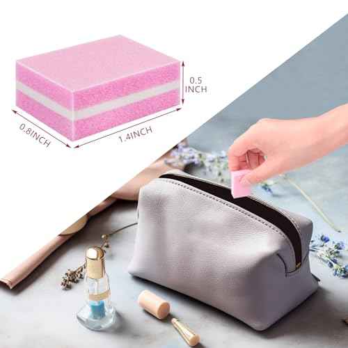 Nail Buffer Block, Dual Grit Sponge Nail File for Nail Sanding, 4 Piece Pink Manicure Tools for Nail Sanding and Manicure, Ideal for Nail Salons and Home Use