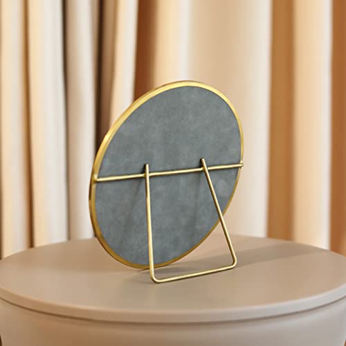 Gold Round Vanity Makeup Mirror 6.3 x 5.9 in — LONGSHENG Desk/Tabletop Mirror