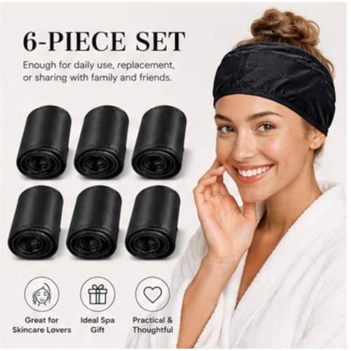 Hercicy 6-Pack Satin Hair Wrap Headbands Adjustable Spa Sleep & Face Mask