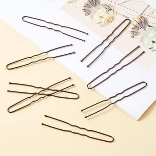 200 Pcs 2.4 Inch Brown U-Shaped Bobby Pins - Hair Clips