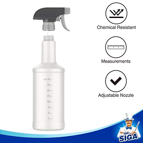 MR.SIGA 24 oz (680.4 ml) Reusable Plastic Spray Bottles, Pack of 3 for Cleaning