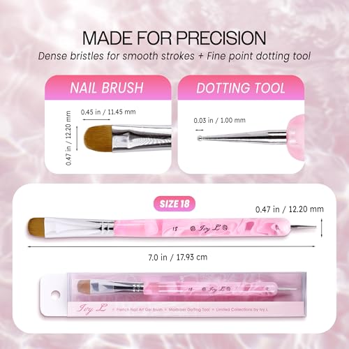 Ivy L Premium 2-Way French Gel Nail Brush & Dotting Tool - Pink Marble #18