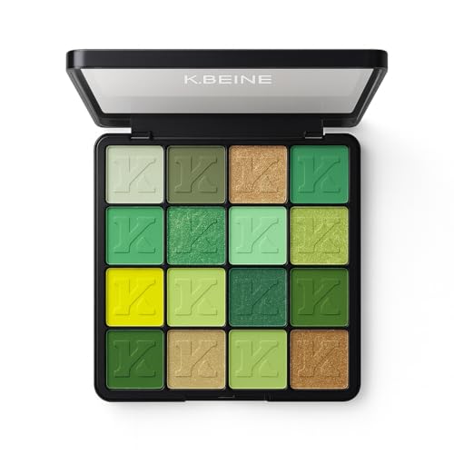 16-Color Green Eyeshadow Palette – Matte & Metallic