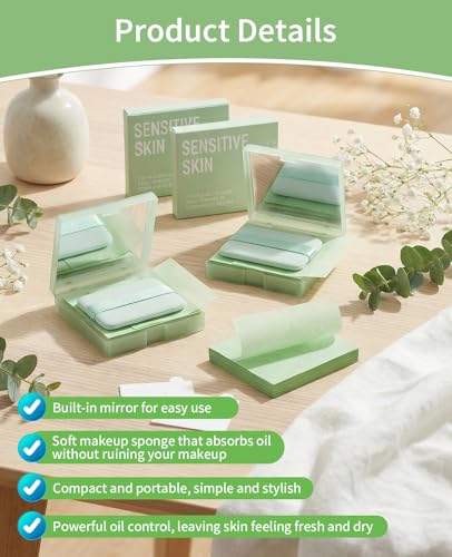 Oil Blotting Papers 400 Sheets with Mirror & Puff