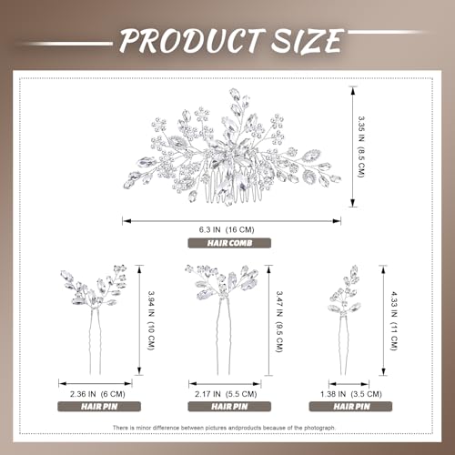 Silver Crystal Bridal Hair Comb & Hairpin Set