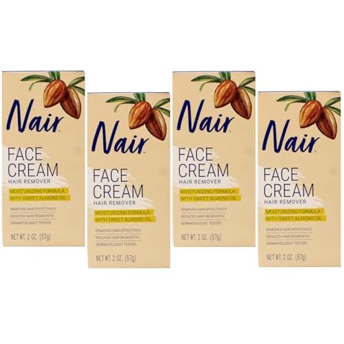 Nair Hair Removal Cream for Face with Special Moisturizers, 2-Ounce Bottles (Pack of 4)