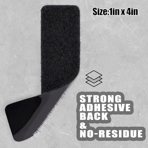 1x4 inch Hook and Loop Strips with Adhesive-40Sets, Heavy Duty Self Adhesive Tape with Backing, Nylon Self Adhesive Tape for Home Office School and Crafting,Black