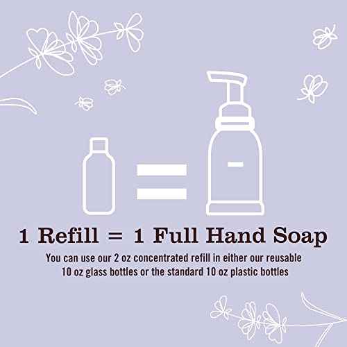 Mrs. MEYER'S CLEAN DAY Foaming Hand Soap Concentrated Refills, 4 Concentrated Refills (2 Fl. Oz each), Lavender Scent, Makes 40 Fl. Oz. of Foaming Soap Total