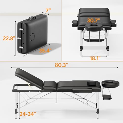 Brelley Adjustable Massage Table 22.8" W 490lbs Capacity